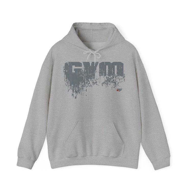 Gray Gymstar hoodie with graphic design and text on a white background
