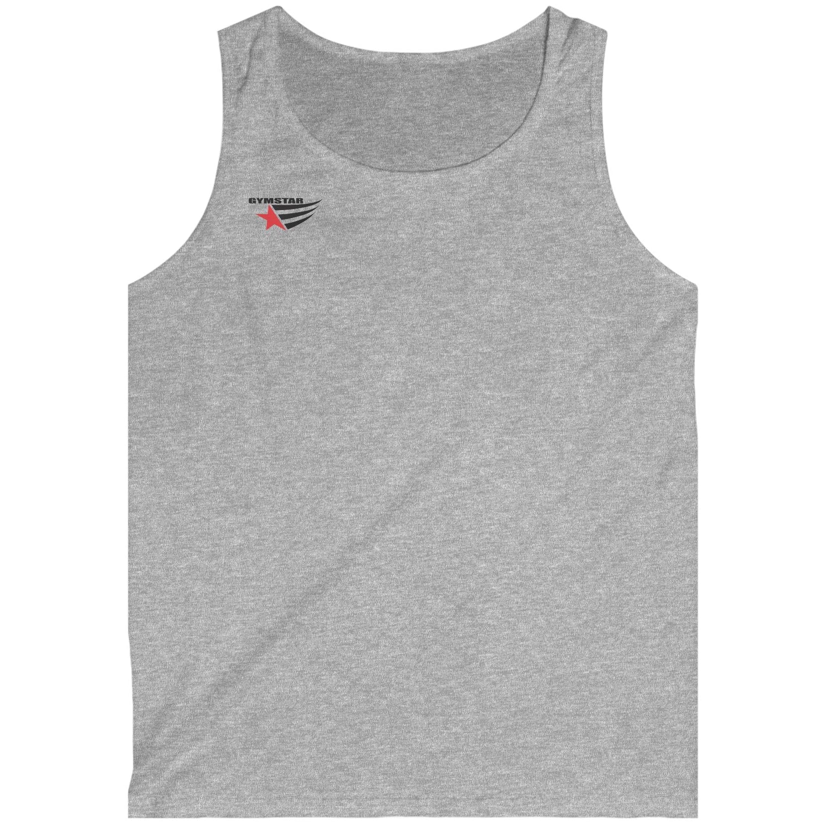 Gray Gymstar-fitness tank top with a logo on a white background