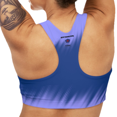 The Muscle Agents Fitness Yoga Seamless Sports Bra in Blue and Navy