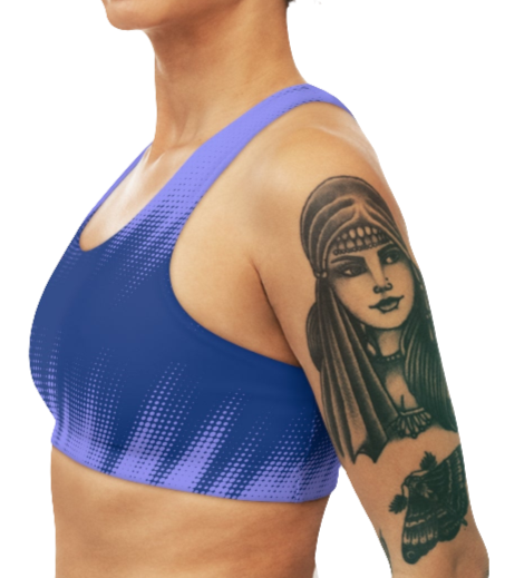 The Muscle Agents Fitness Yoga Seamless Sports Bra in Blue and Navy