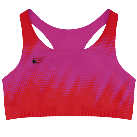 The Muscle Agents Fitness Yoga Seamless Sports Bra in Purple &amp; Red