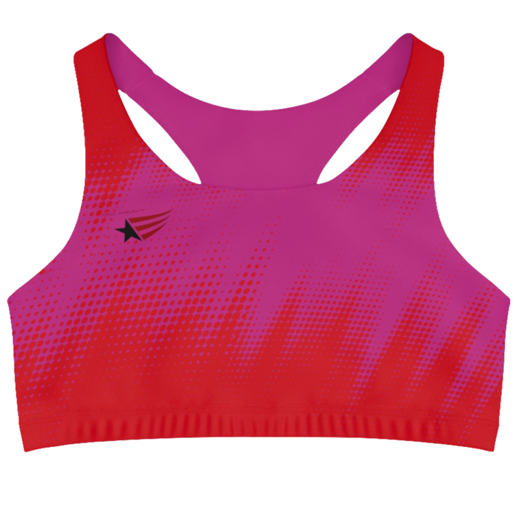 The Muscle Agents Fitness Yoga Seamless Sports Bra in Purple &amp; Red