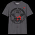  a sport grey Gymstar T-shirt, branded with the company logo and a motivational print, Get More Power