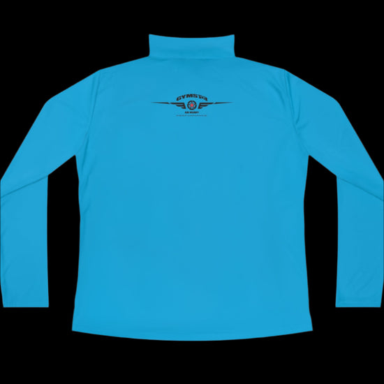 A carolina half-zip sweatshirt with  logo printed on the back.