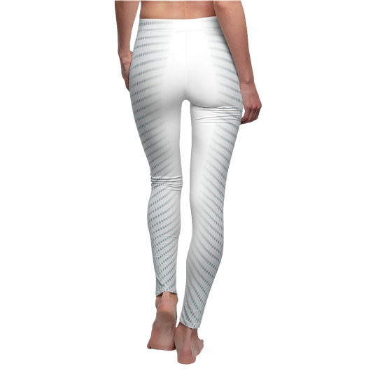 A rear view of a woman wearing white, solid color Gymstar fitness leggings with a high waist.