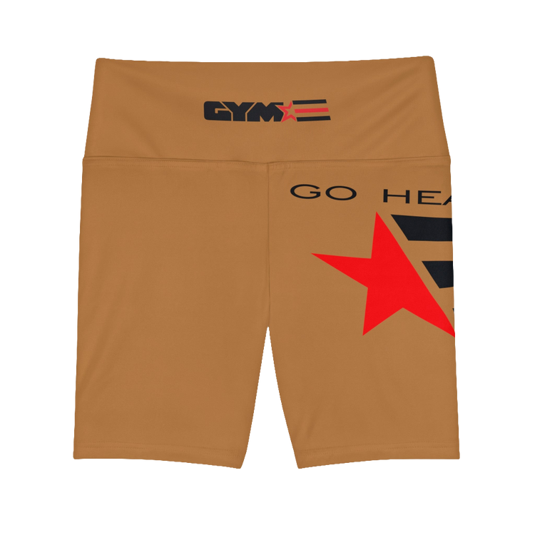 Gymstar Women’s Brown High-Waisted Workout Shorts – Yoga, Running &amp; Fitness Activewear