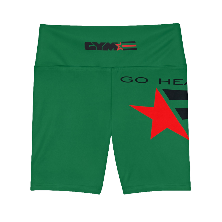 Gymstar Women’s Green High-Waisted Workout Shorts – Yoga, Running &amp; Training Activewear