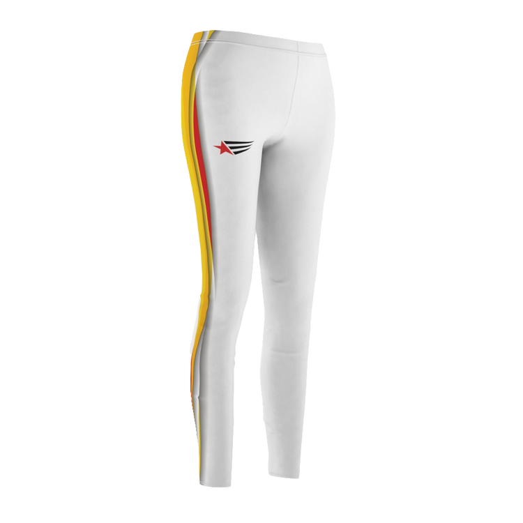 Gymstar Xtreme Women’s Cut &amp; Sew Leggings White with Yellow Stripe | Yoga, Fitness &amp; Casual Wear