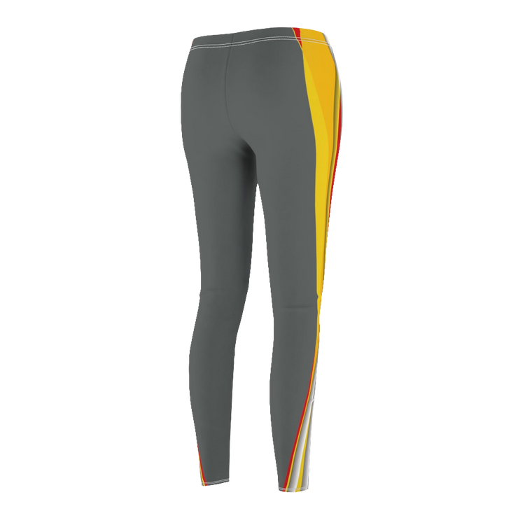 Women’s Cut &amp; Sew Leggings Gray with Yellow Stripe | Yoga, Fitness &amp; Casual Wear