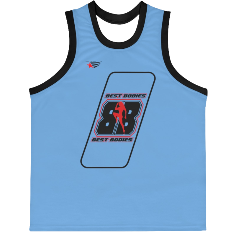 a blue Gymstar sports tank top branded with the Gymstar Fit logo and a motivating print