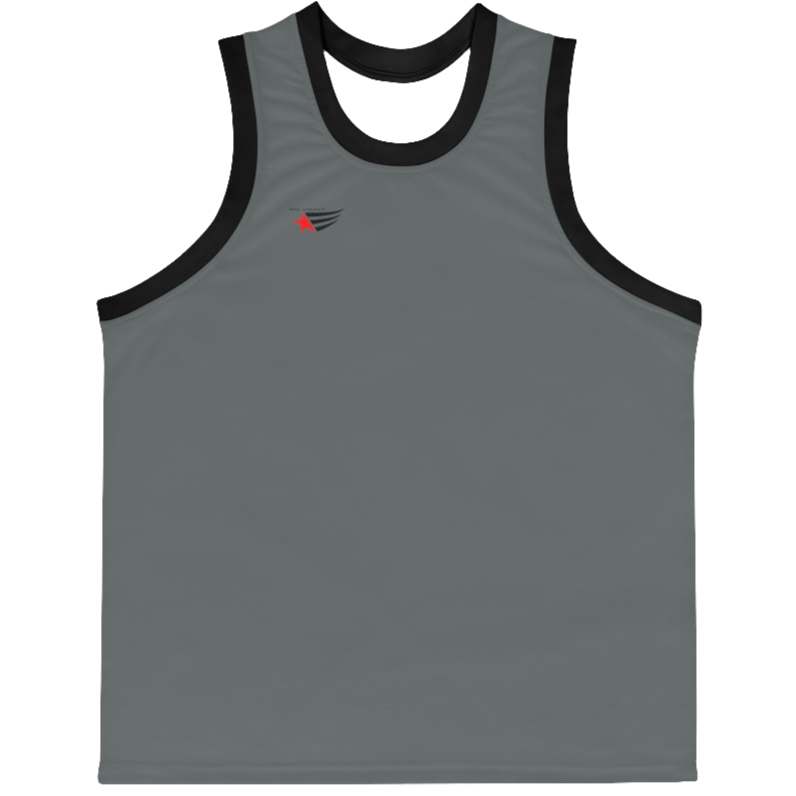 a grey-black Gymstar sports tank top branded with the Gymstar Fit logo