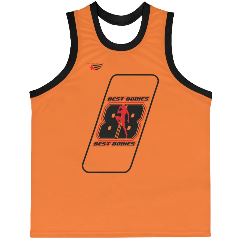 an orange Gymstar sports tank top branded with the Gymstar Fit logo and a motivating print