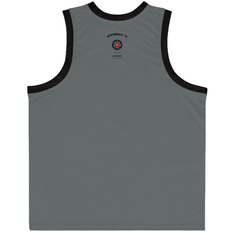 a Gymstar sports tank top branded with the Gymstar Fit logo and a motivating print, back view
