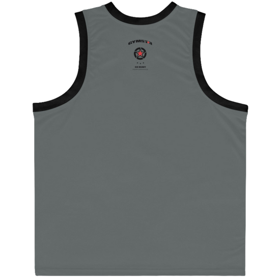 a Gymstar sports tank top branded with the Gymstar Fit logo and a motivating print, back view