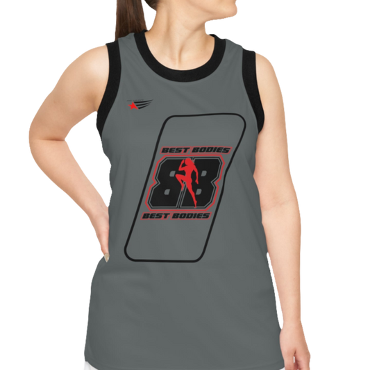 A woman with a fitness body is wearing a Gymstar sports tank top branded with the Gymstar Fit logo and a motivating print.