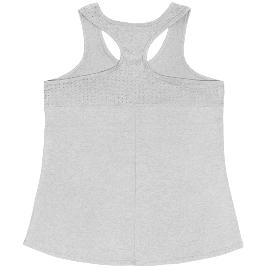  a silver Gymstar sports tank top branded with the Gymstar Fit logo back view