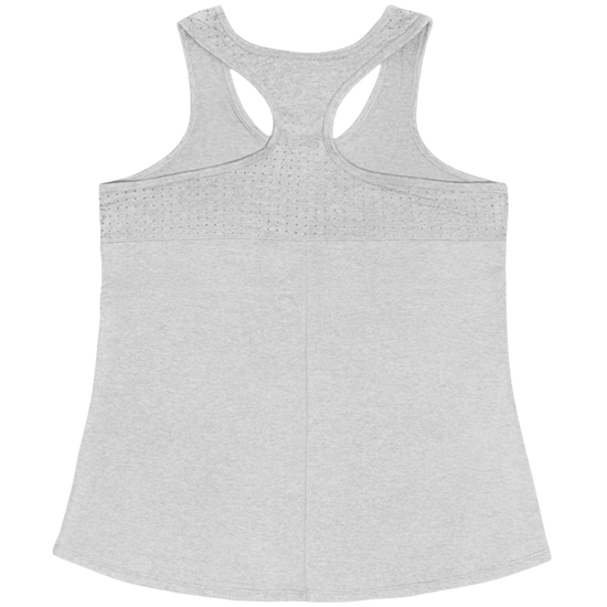  a silver Gymstar sports tank top branded with the Gymstar Fit logo back view