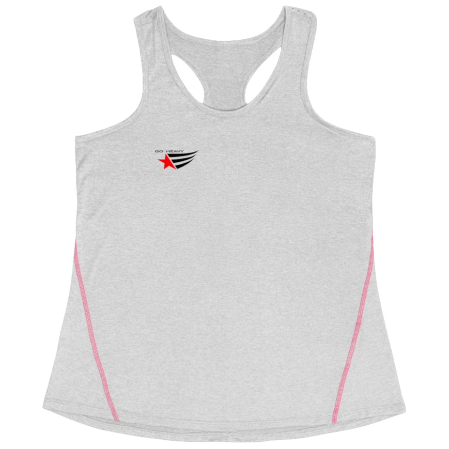  a silver Gymstar sports tank top branded with the Gymstar Fit logo 