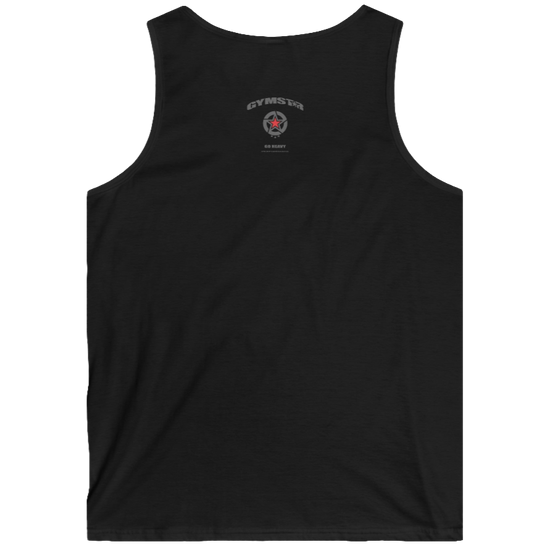 gymstar gym gear clothing brand black tank-top branded with three-tailed star back view