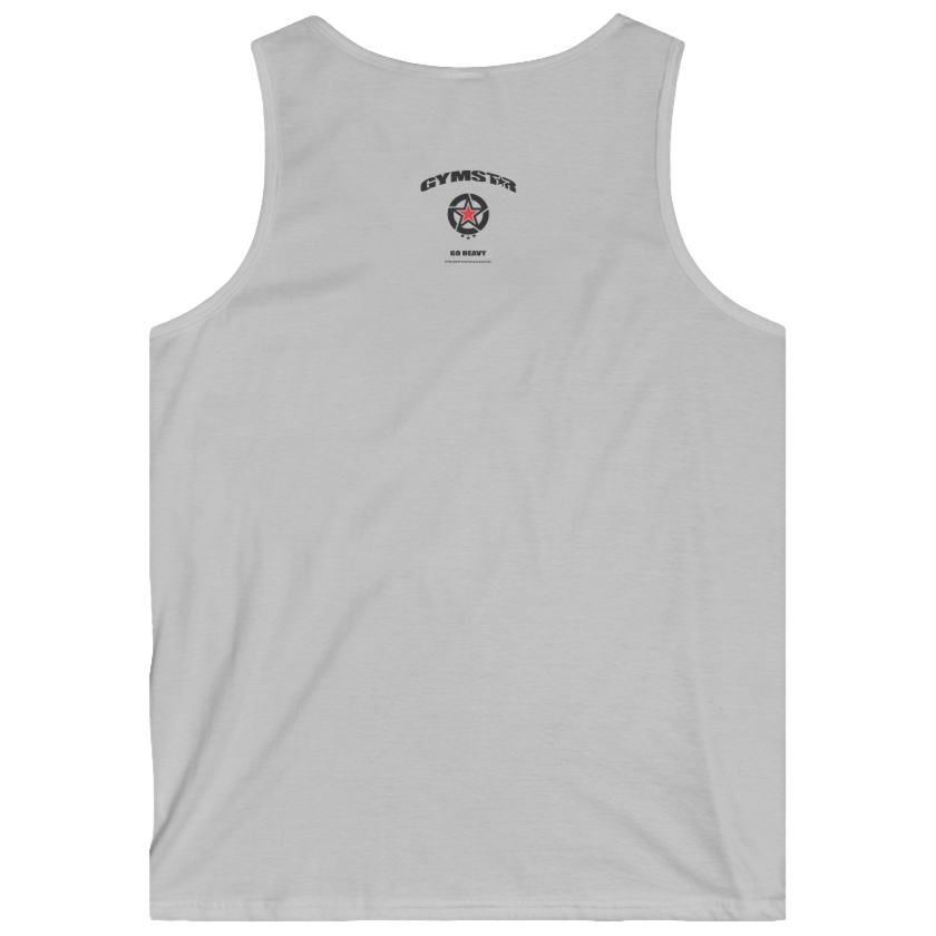 gymstar gym gear clothing brand silver tank-top branded with three-tailed star back view