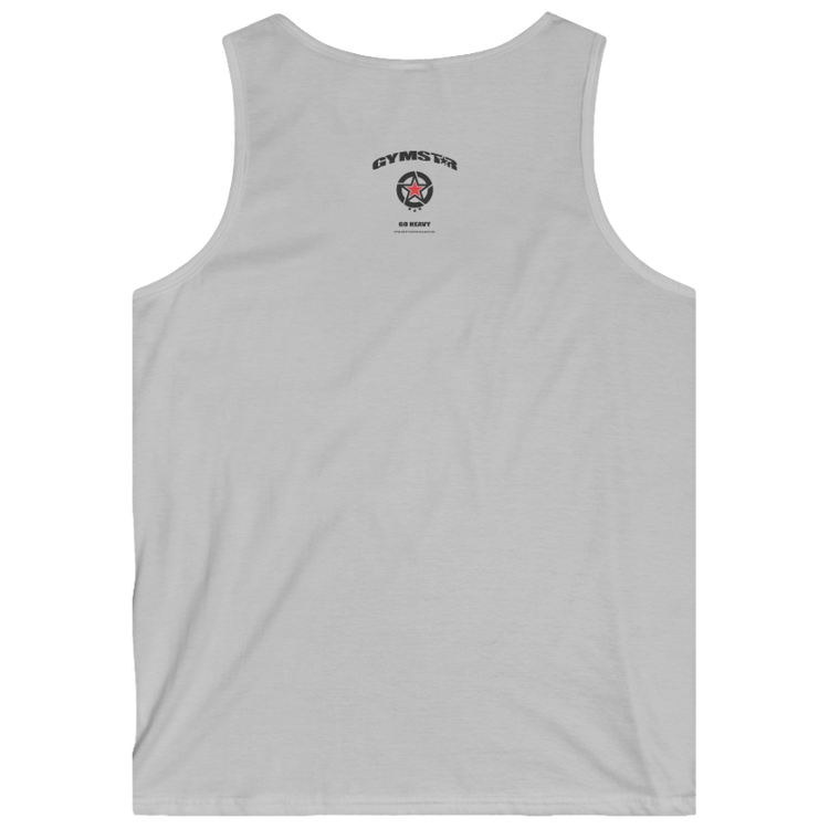 gymstar gym gear clothing brand silver tank-top branded with three-tailed star back view