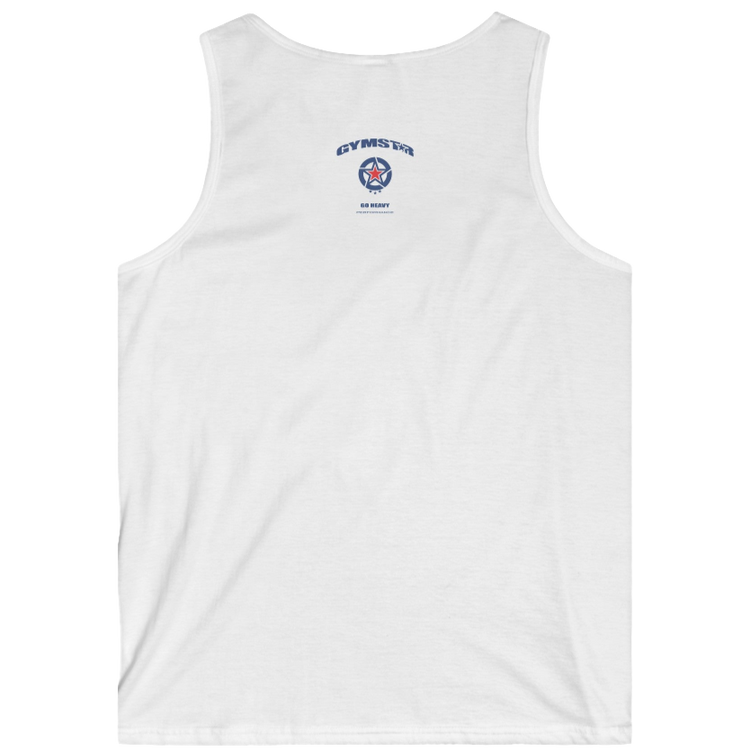 gymstar gym gear clothing brand white tank-top branded with three-tailed star back view