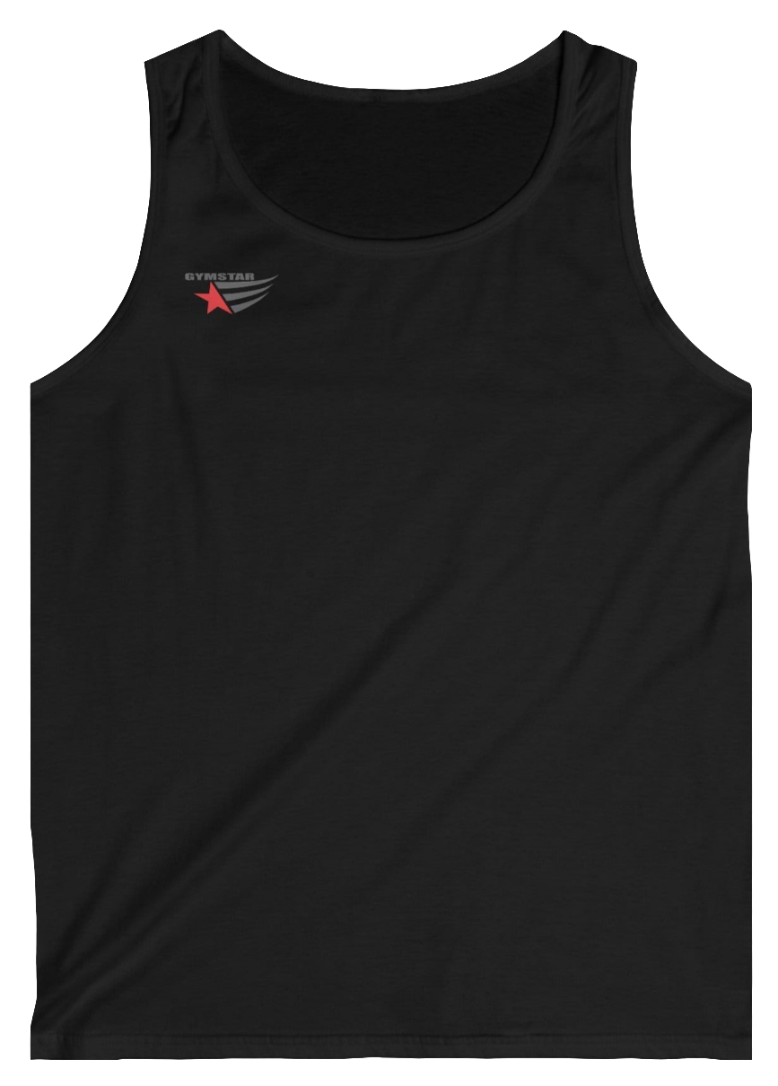 gymstar gym gear clothing brand black tank-top branded with three-tailed star 