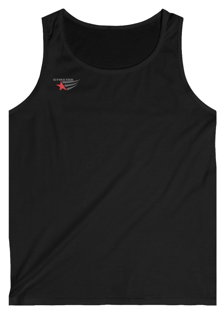 gymstar gym gear clothing brand black tank-top branded with three-tailed star 