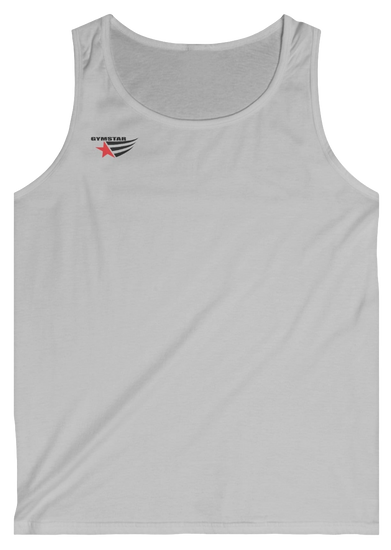 gymstar gym gear clothing brand silver tank-top branded with three-tailed star 