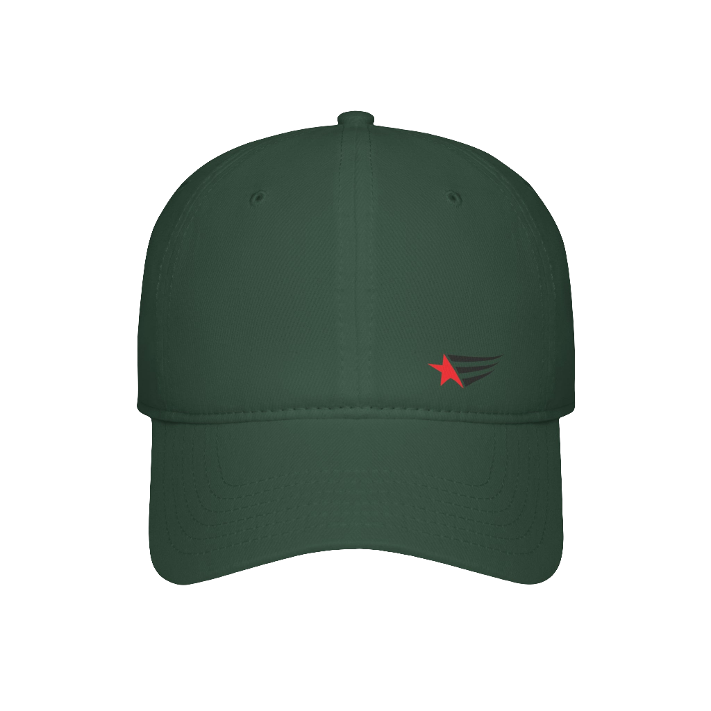 A green Gymstar Fitness baseball cap with a structured design and a brand logo. On the front view.