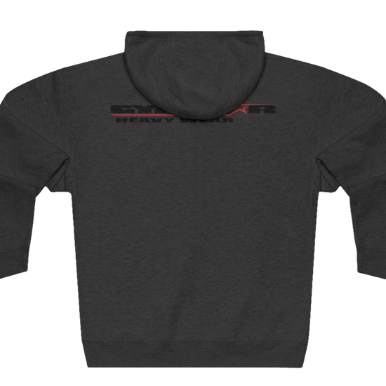 Gymstar grey sweatshirt with a hood, branded with the Gymstar logo. The sweatshirt has a zipper and pockets and is decorated with a motivating design You Can, Work for it! Rear vew.