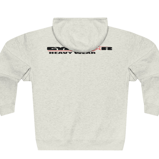 Gymstar silver grey sweatshirt with a hood, branded with the Gymstar logo. The sweatshirt has a zipper and pockets and is decorated with a motivating design You Can, Work for it! Rear vew.