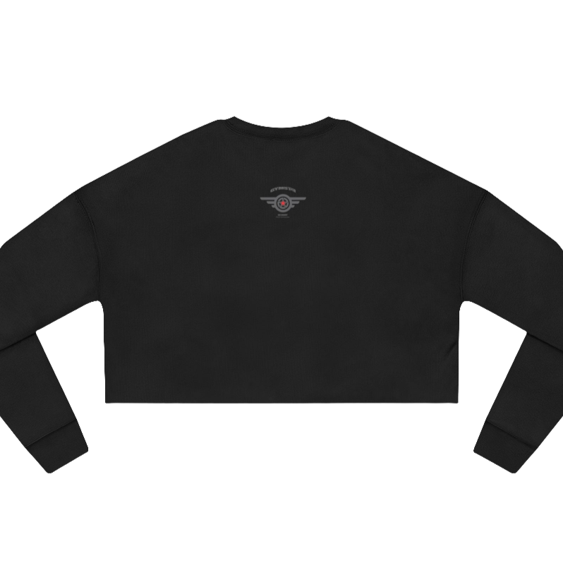 A black short women's sweatshirt Gimstar, branded with the brand logo. Rear view.