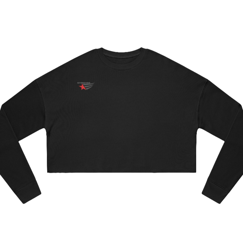 A black short women's sweatshirt Gimstar, branded with the brand logo. Front view.