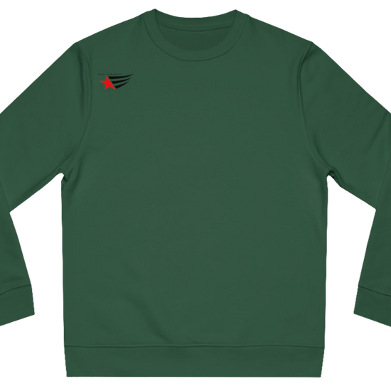 Green, sporty, fitness sweatshirt Gymstar, branded with the brand logo. Front view.