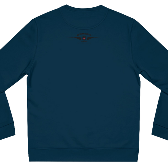 Blue, sporty, fitness sweatshirt Gymstar, branded with the brand logo. Rear view.