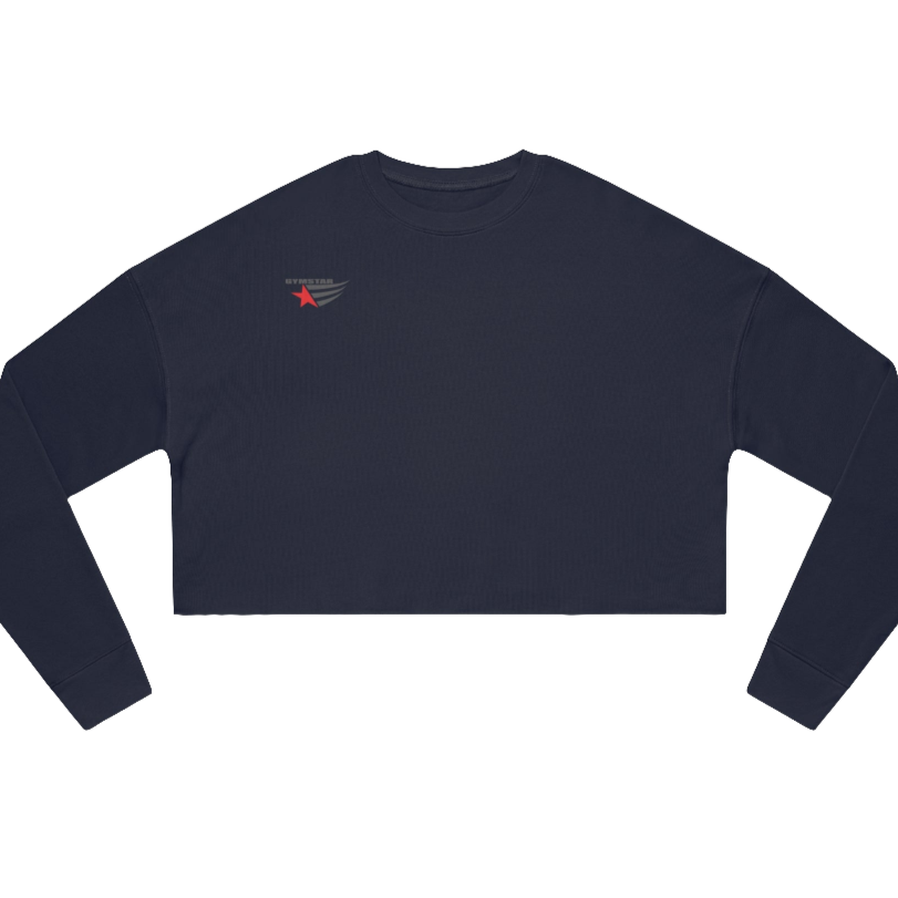 Navy blue short women's sweatshirt Gimstar, branded with the brand logo. Front view.