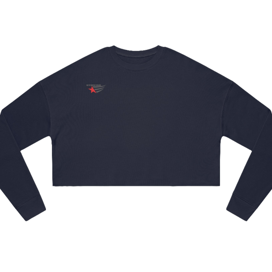 Navy blue short women's sweatshirt Gimstar, branded with the brand logo. Front view.