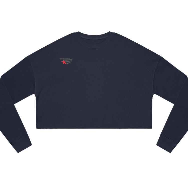 Navy blue short women's sweatshirt Gimstar, branded with the brand logo. Front view.