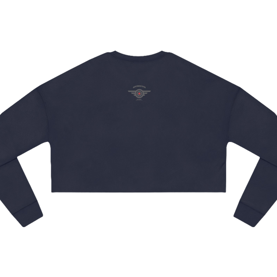 Navy blue short women's sweatshirt Gimstar, branded with the brand logo. Rear view.