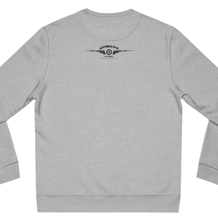 Silver grey, sporty, fitness sweatshirt Gymstar, branded with the brand logo. Rear view.