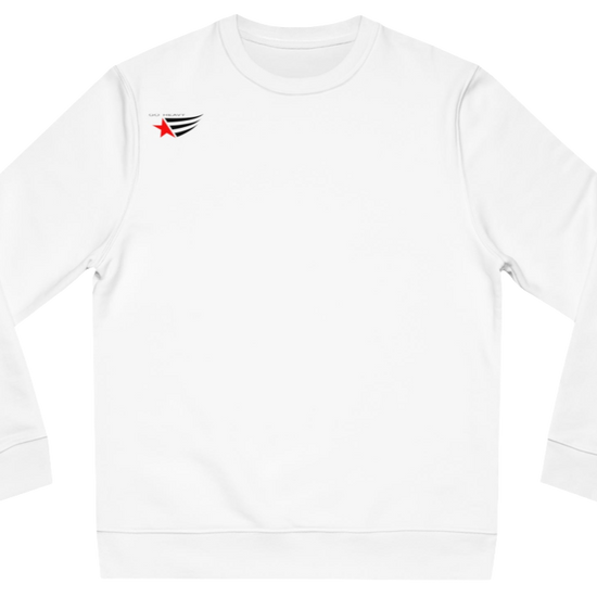White, sporty, fitness sweatshirt Gymstar, branded with the brand logo. Front view.