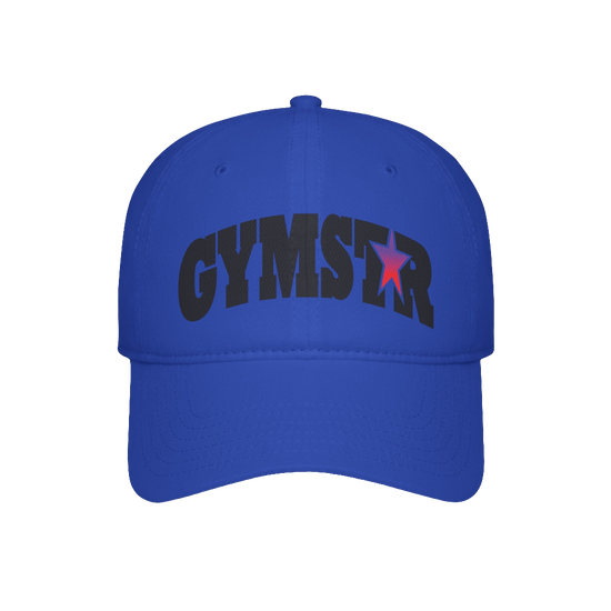 A blue Gymstar Fitness baseball cap with a structured design and a brand inscription on the front.