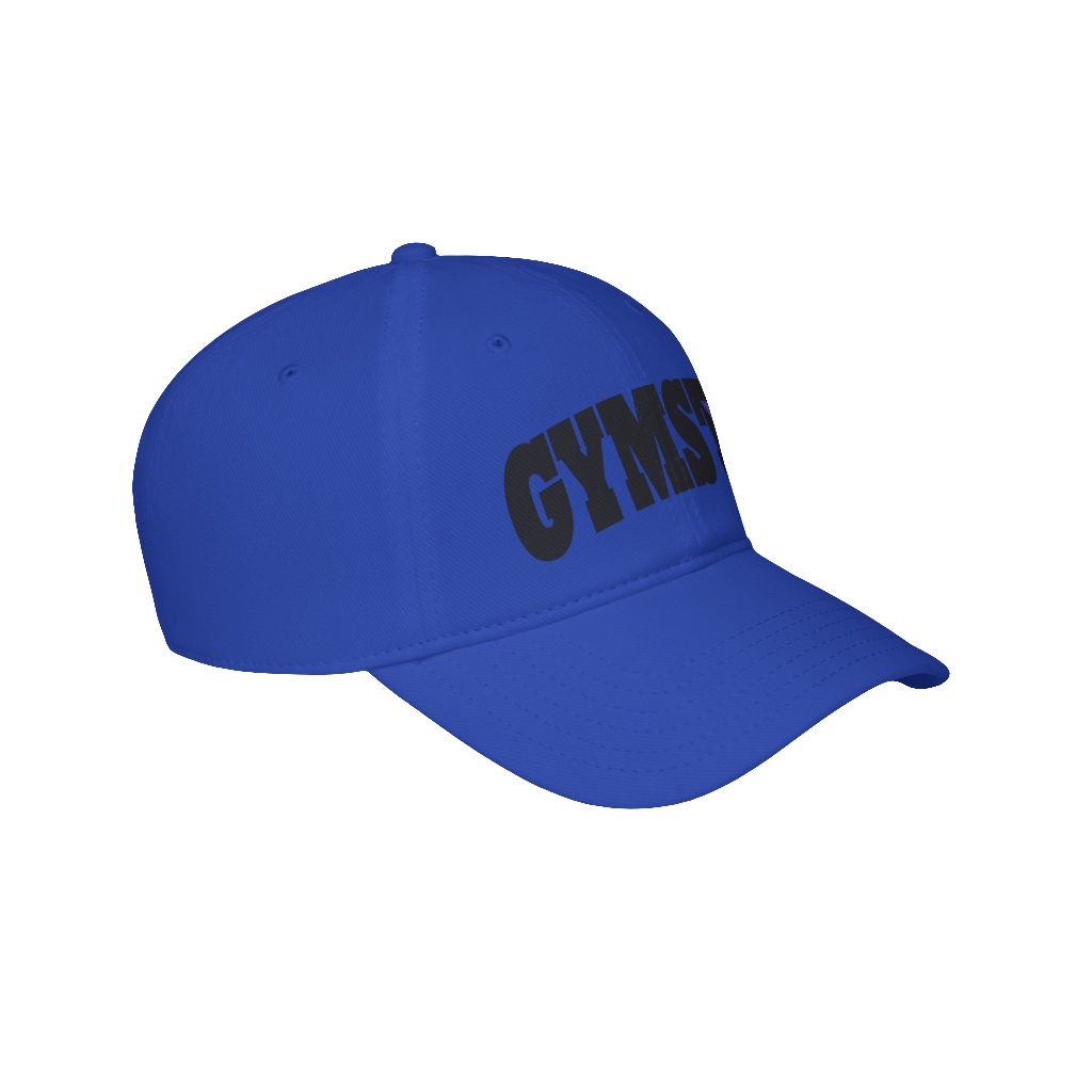 A blue Gymstar Fitness baseball cap with a structured design and a brand inscription on the left.
