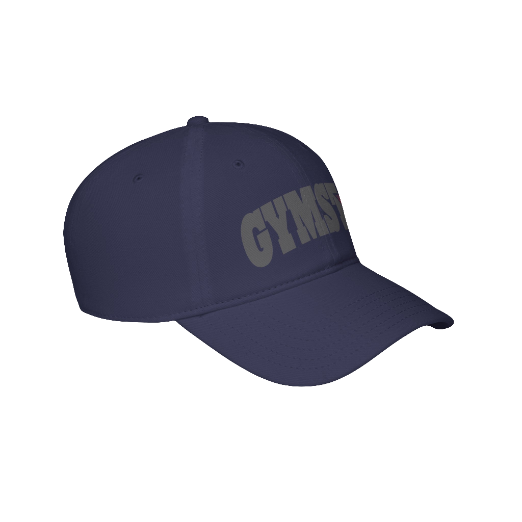 A navy blue Gymstar Fitness baseball cap with a structured design and a brand inscription on the left.