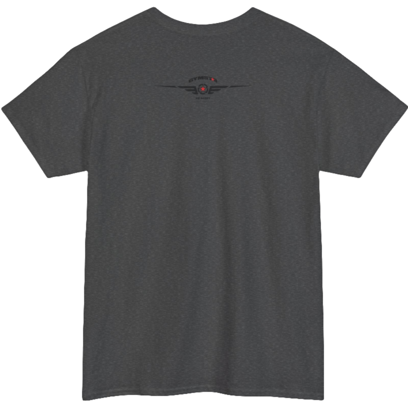 A grey Gymstar workout t-shirt with a black graphic that reads 'GYM i want you',   and logo, presumably bodybulding or fitness.  Rear  view.