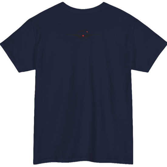 A navy blue Gymstar workout t-shirt with a black graphic that reads 'GYM i want you',   and logo, presumably bodybulding or fitness.  Rear view.