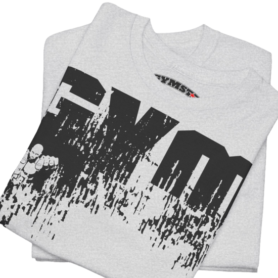 A silver grey Gymstar training t-shirt with a black graphic that reads 'GYM i want you',   and logo, presumably bodybulding or fitness. Close up Front view.