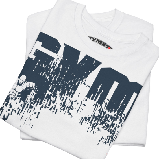 A white Gymstar workout t-shirt with a black graphic that reads 'GYM i want you',   and logo, presumably bodybulding or fitness. Front  Close up view.