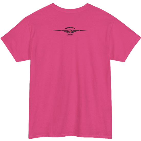 A purple Gymstar workout tee with a black graphic that reads 'Rock And Grow',  barbell and logo, presumably bodybulding or fitness.  Rear view.